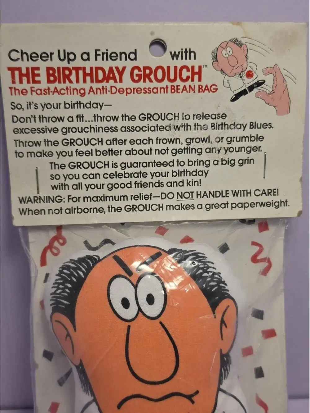 1998 The 40's Birthday Grouch Beanbag Throw Paperweight New 6